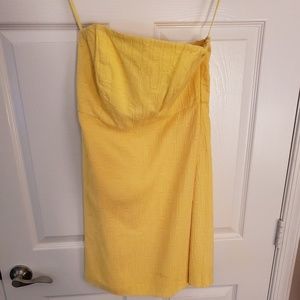 Off the shoulder yellow mini dress